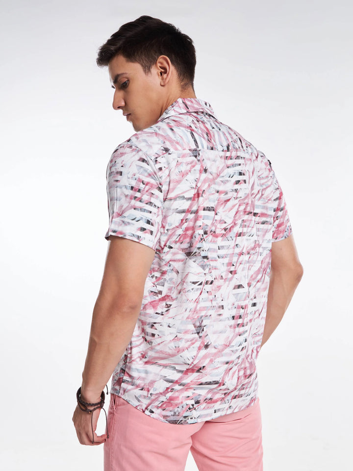 Dynamic Streaks Print Half Sleeve Shirt Mankright