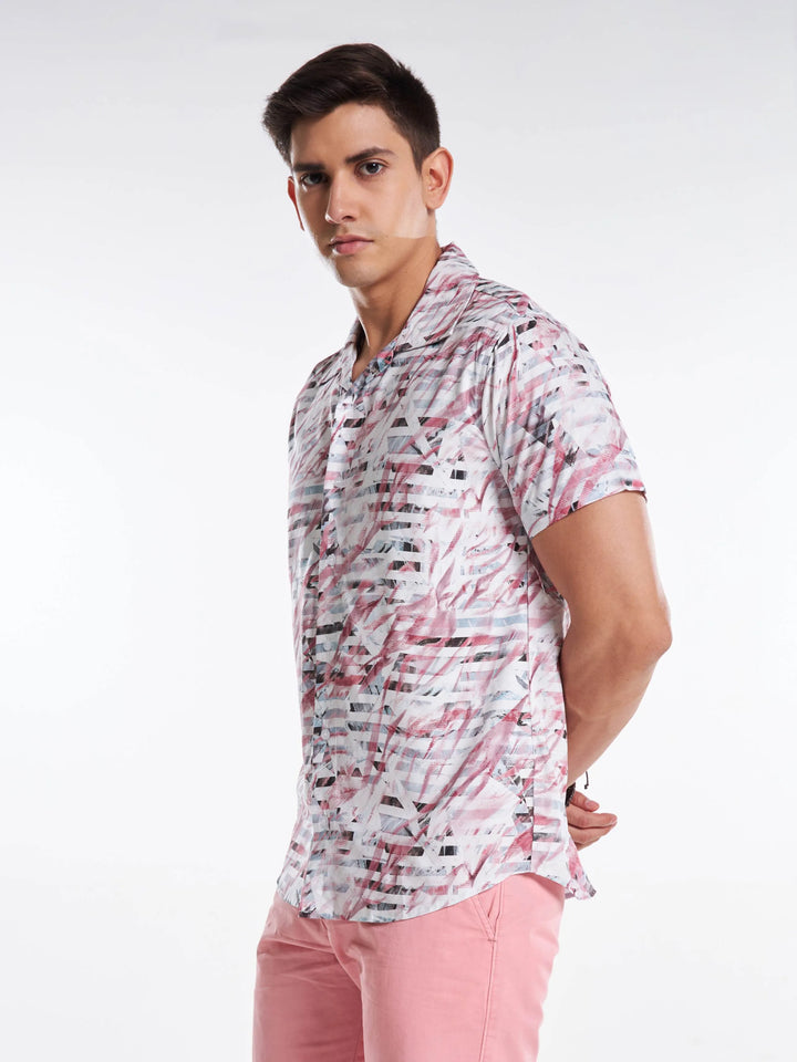 Dynamic Streaks Print Half Sleeve Shirt Mankright