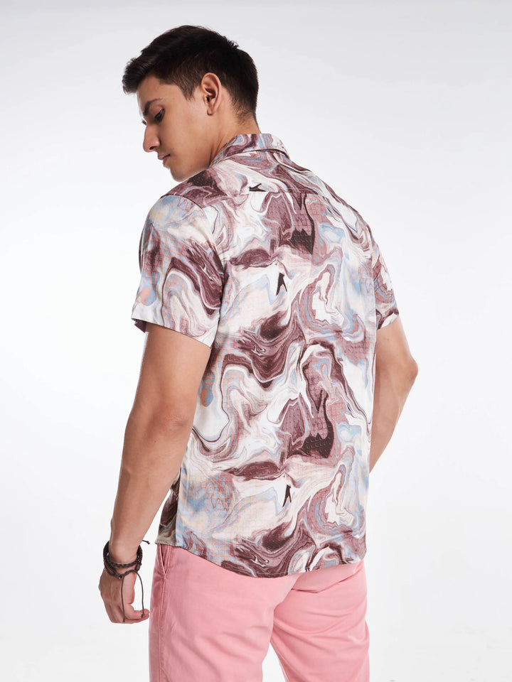 Serene Swirls Print Half Sleeve Shirt Mankright