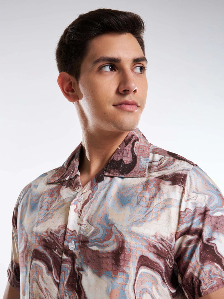 Serene Swirls Print Half Sleeve Shirt Mankright