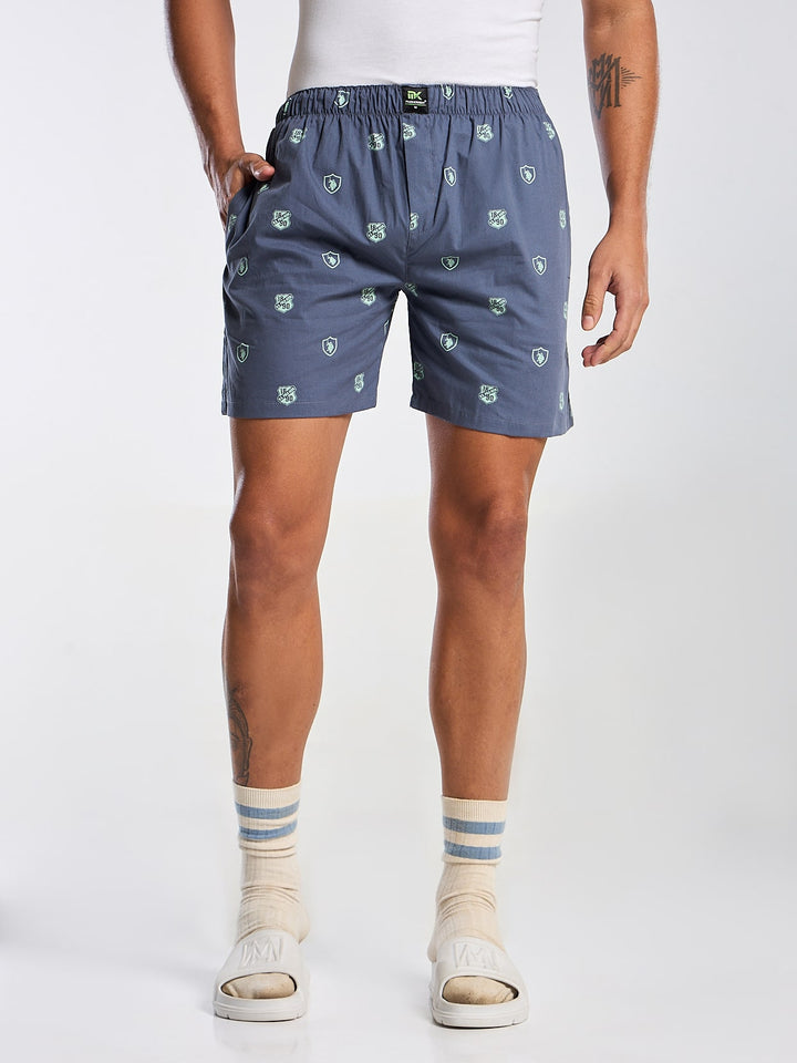 Men's Ocean Blue Printed Boxer Mankright