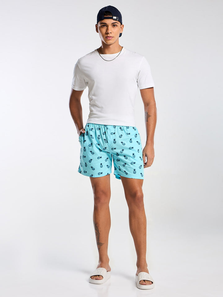 Men's Turquoise Printed Boxer Mankright