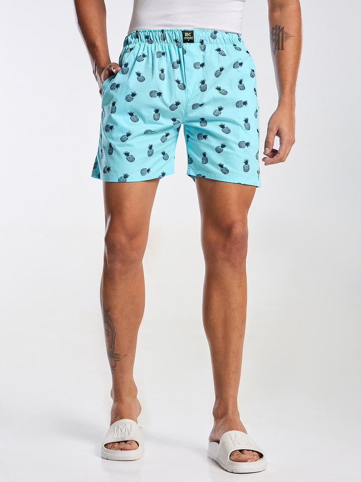 Men's Turquoise Printed Boxer Mankright