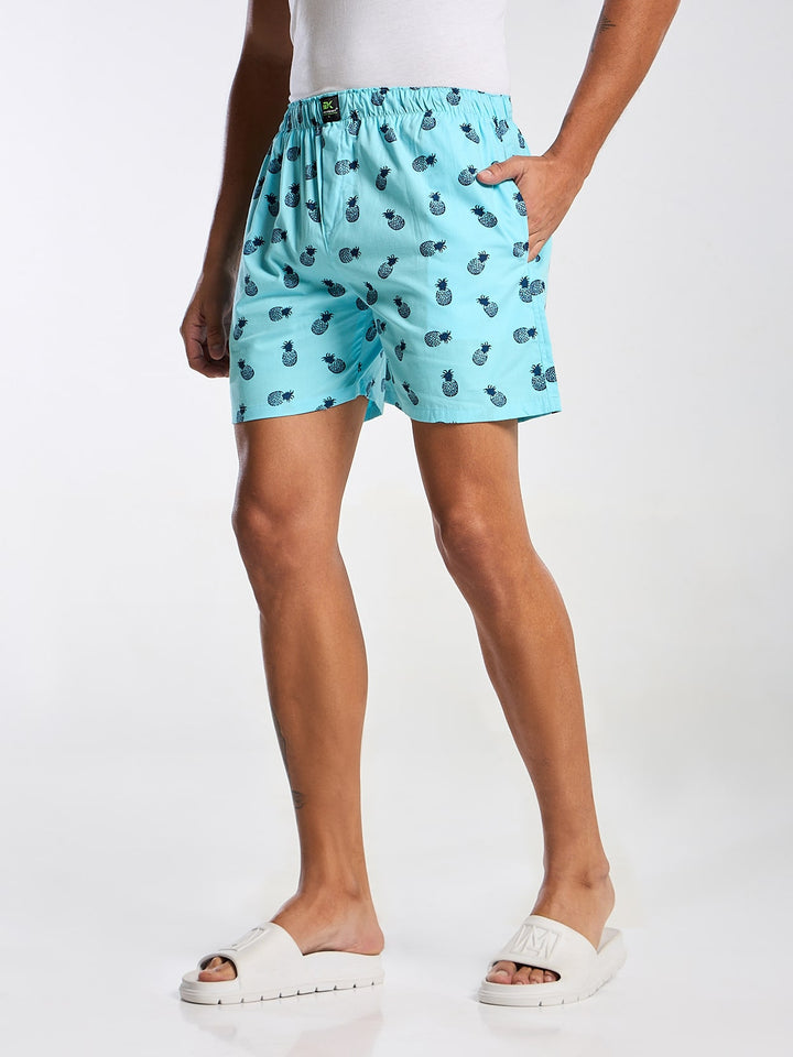 Men's Turquoise Printed Boxer Mankright