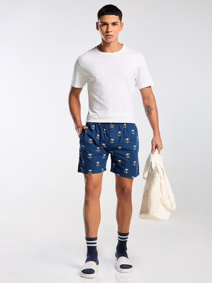 Men's Blue Printed Boxer Mankright