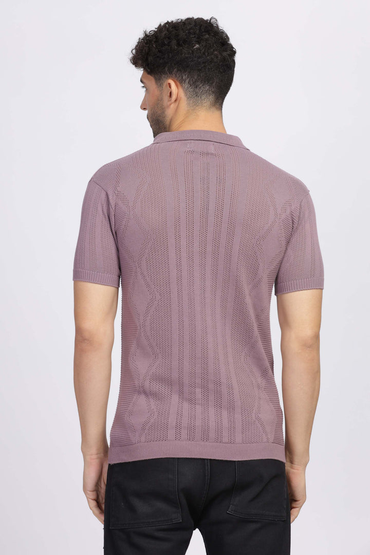 Diamond Knit Light Purple Polo T-Shirt Mankright