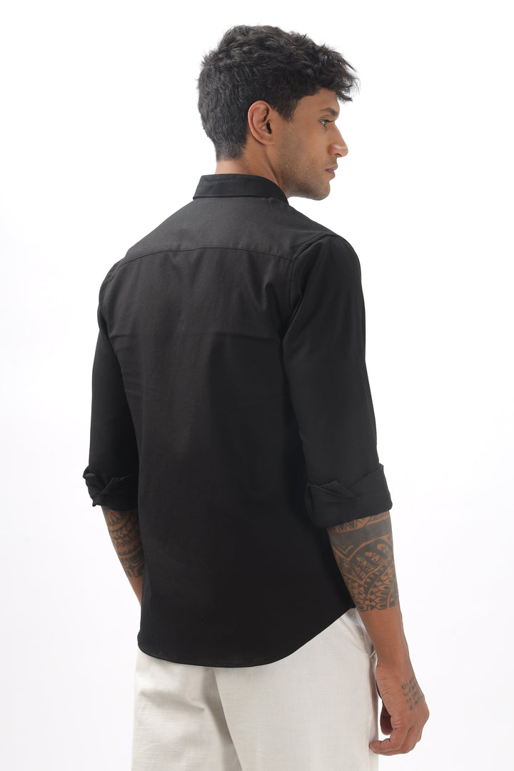 Black Full Sleeve Corduroy Shirt For Men Mankright