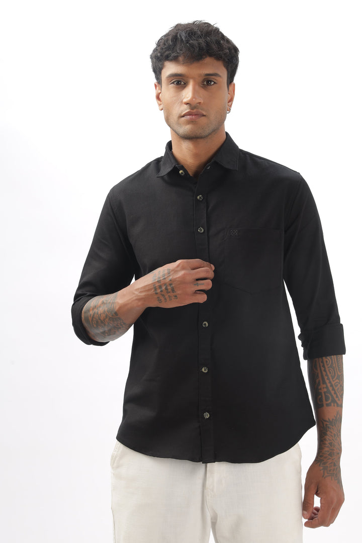 Black Full Sleeve Corduroy Shirt For Men Mankright