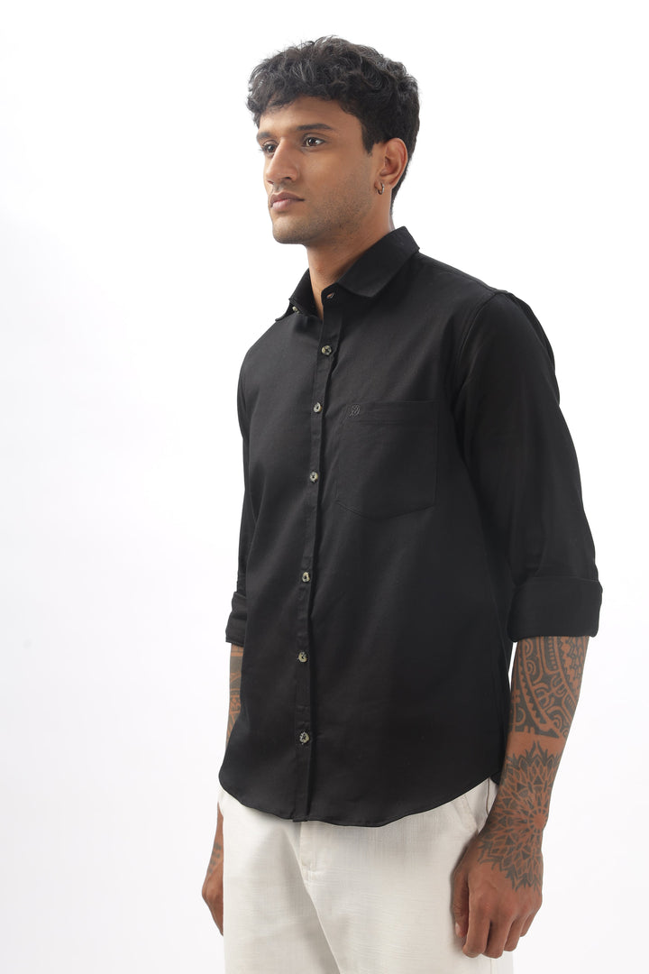 Black Full Sleeve Corduroy Shirt For Men Mankright