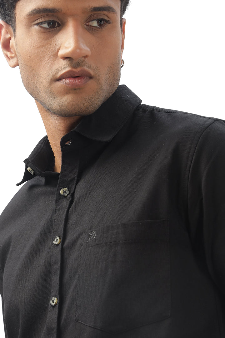 Black Full Sleeve Corduroy Shirt For Men Mankright