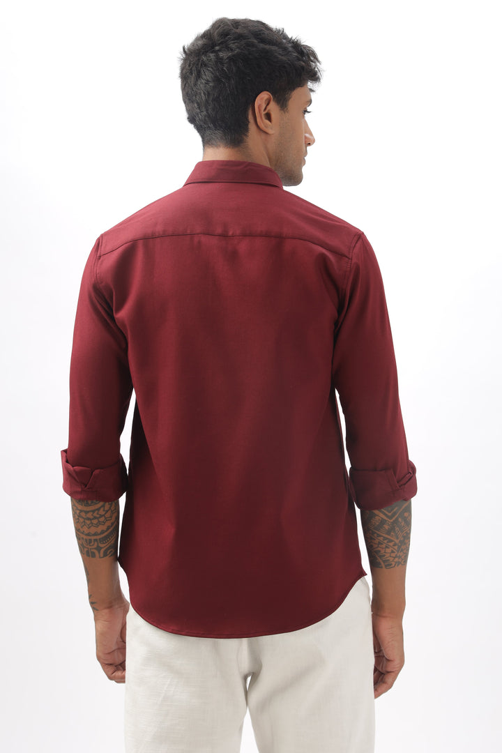 Maroon Green Full Sleeve Corduroy Shirt For Men Mankright