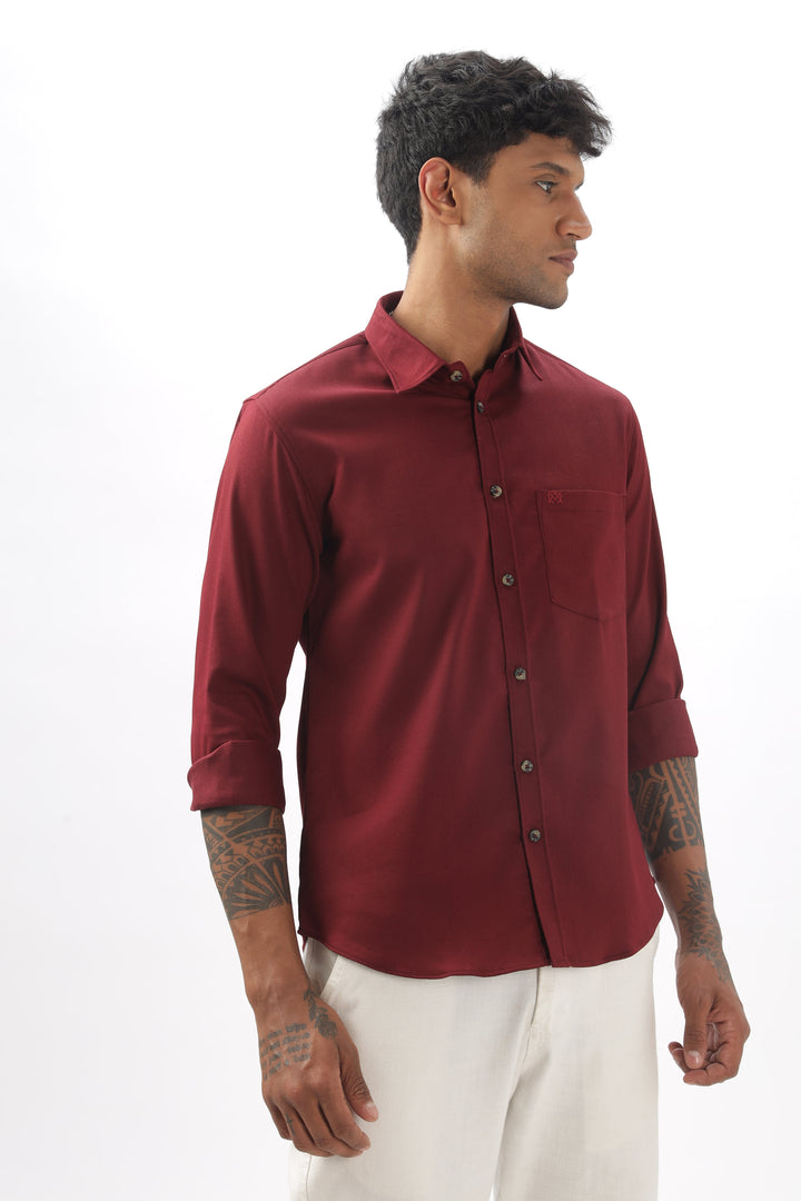 Maroon Green Full Sleeve Corduroy Shirt For Men Mankright