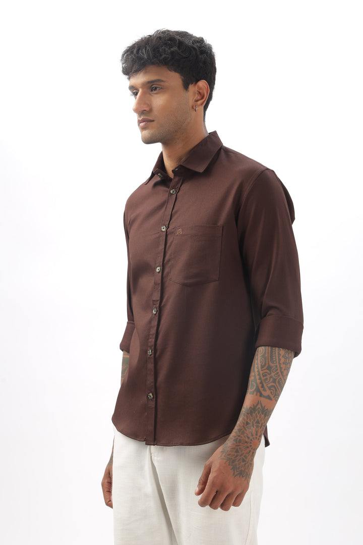 Brown Full Sleeve Corduroy Shirt For Men Mankright