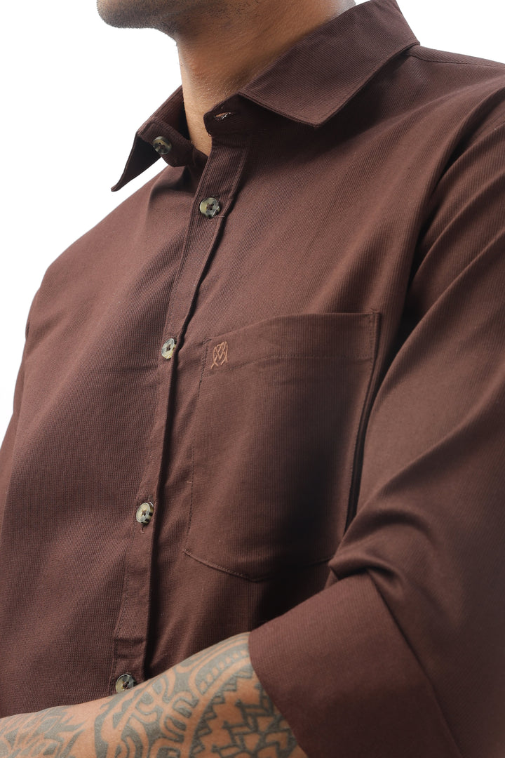 Brown Full Sleeve Corduroy Shirt For Men Mankright