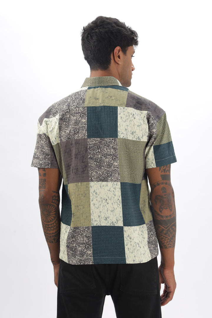 Dual Print Half Sleeve Shirt Dark Grey Mankright