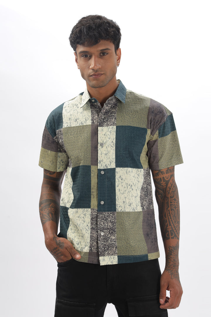 Dual Print Half Sleeve Shirt Dark Grey Mankright