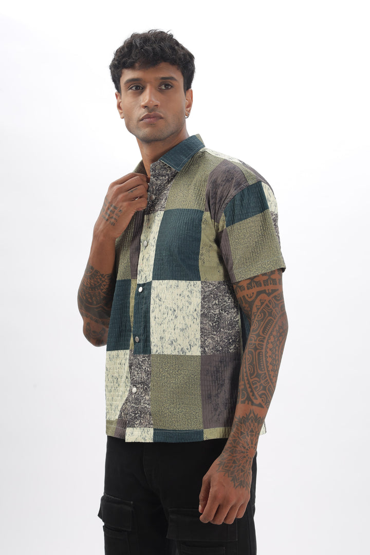 Dual Print Half Sleeve Shirt Dark Grey Mankright