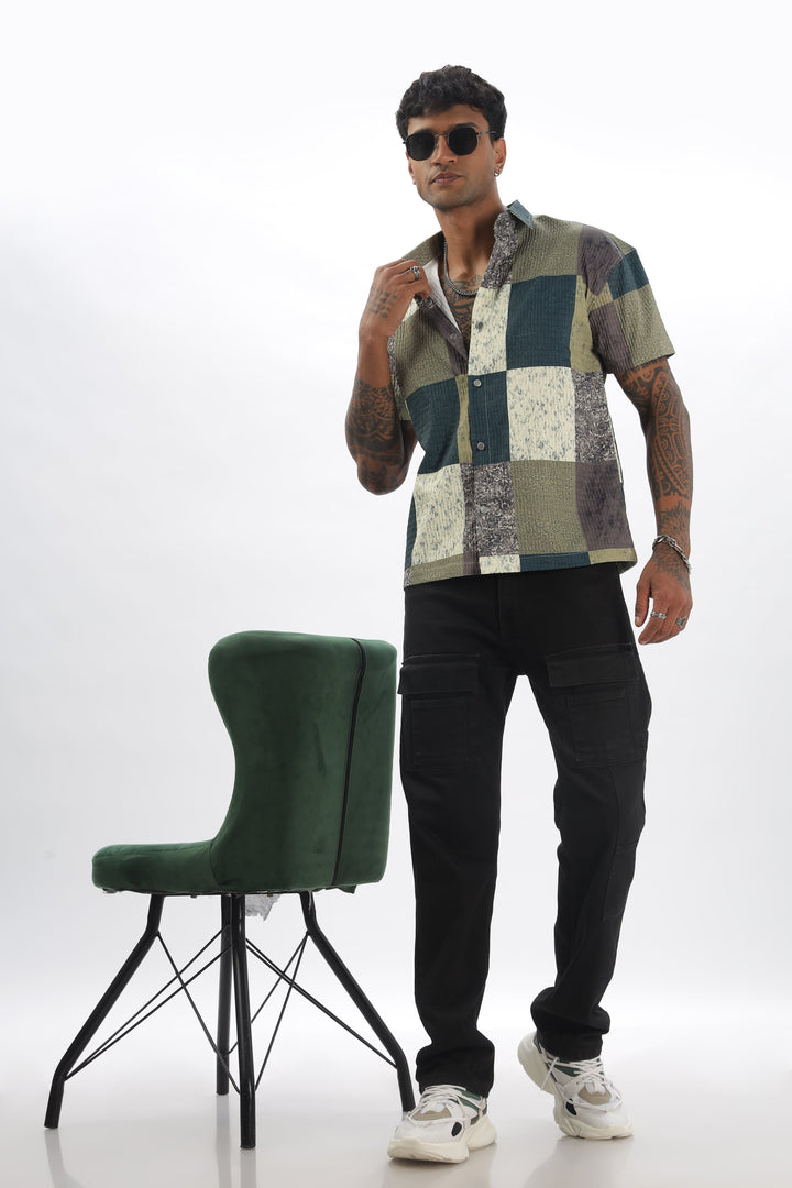 Dual Print Half Sleeve Shirt Dark Grey Mankright