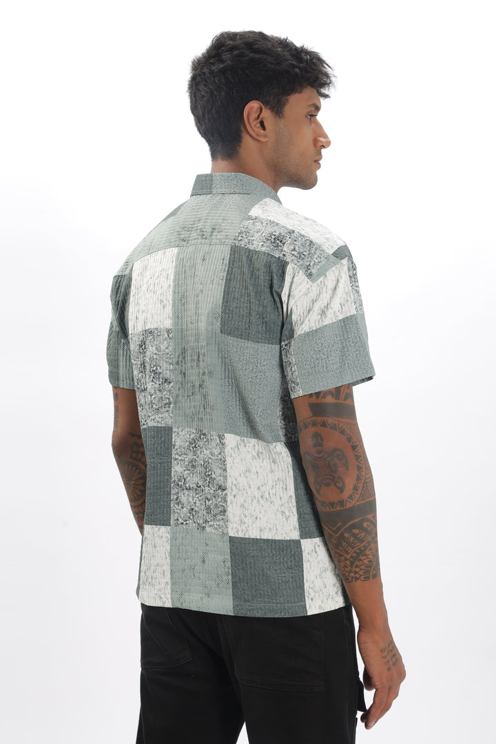 Dual Print Half Sleeve Shirt Light Grey Mankright