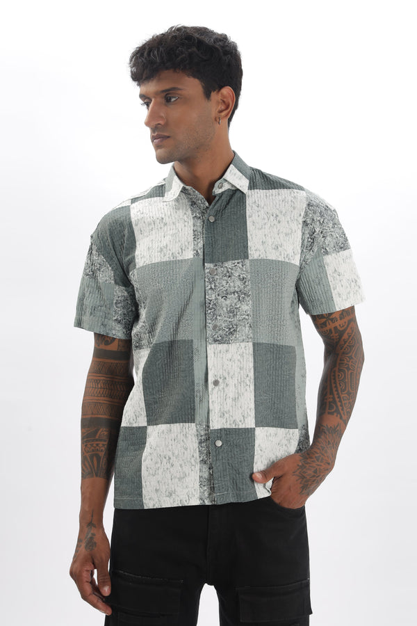 Dual Print Half Sleeve Shirt Light Grey Mankright