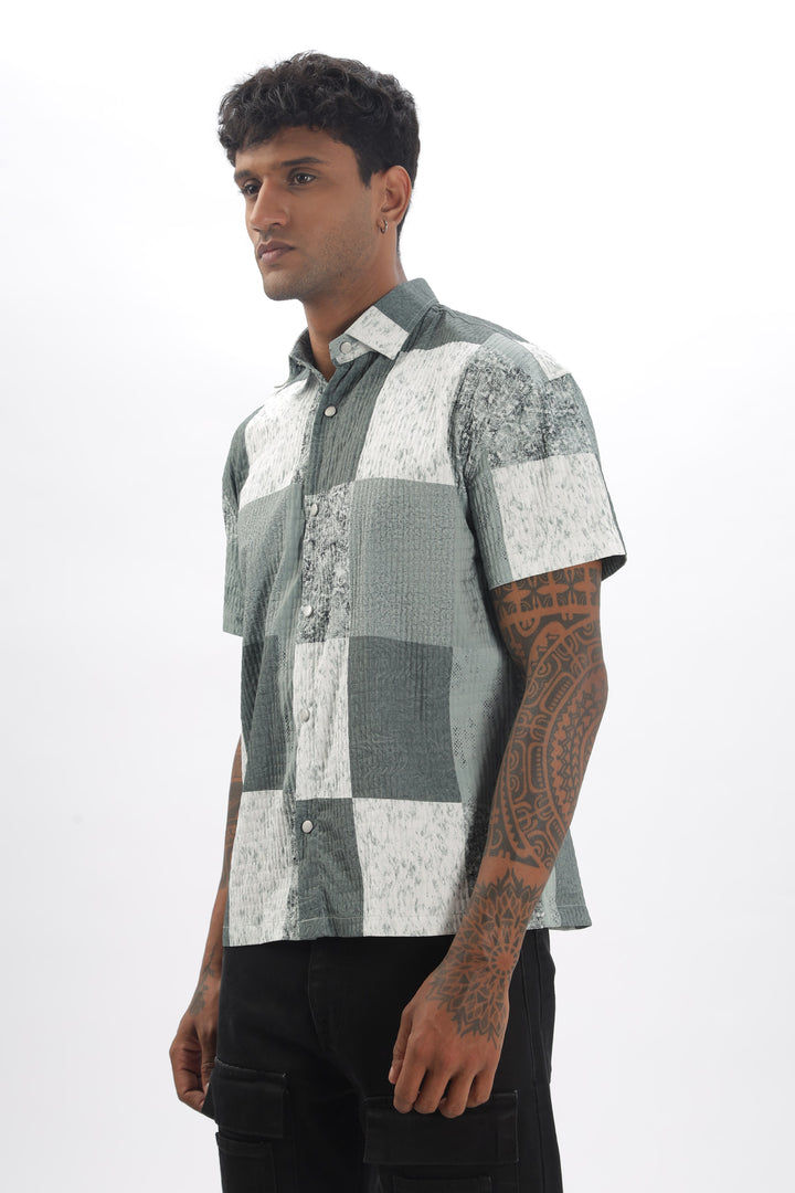 Dual Print Half Sleeve Shirt Light Grey Mankright