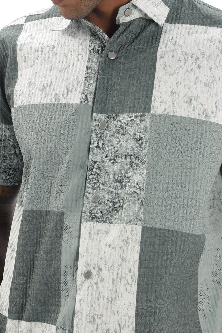 Dual Print Half Sleeve Shirt Light Grey Mankright