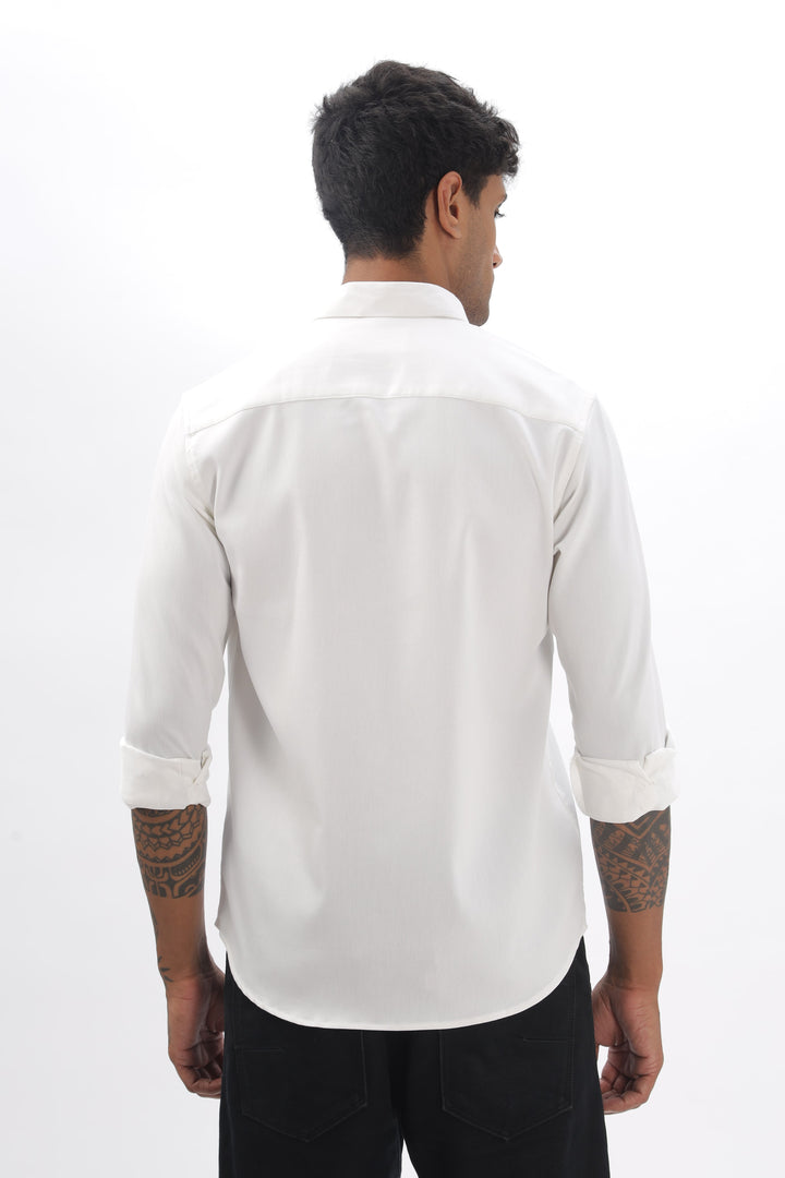 White Full Sleeve Corduroy Shirt For Men Mankright