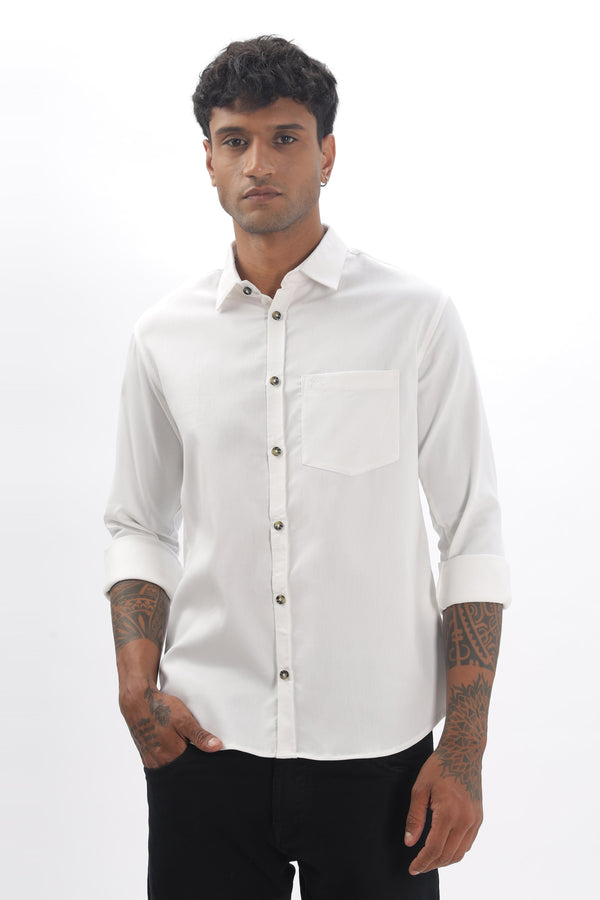 White Full Sleeve Corduroy Shirt For Men Mankright