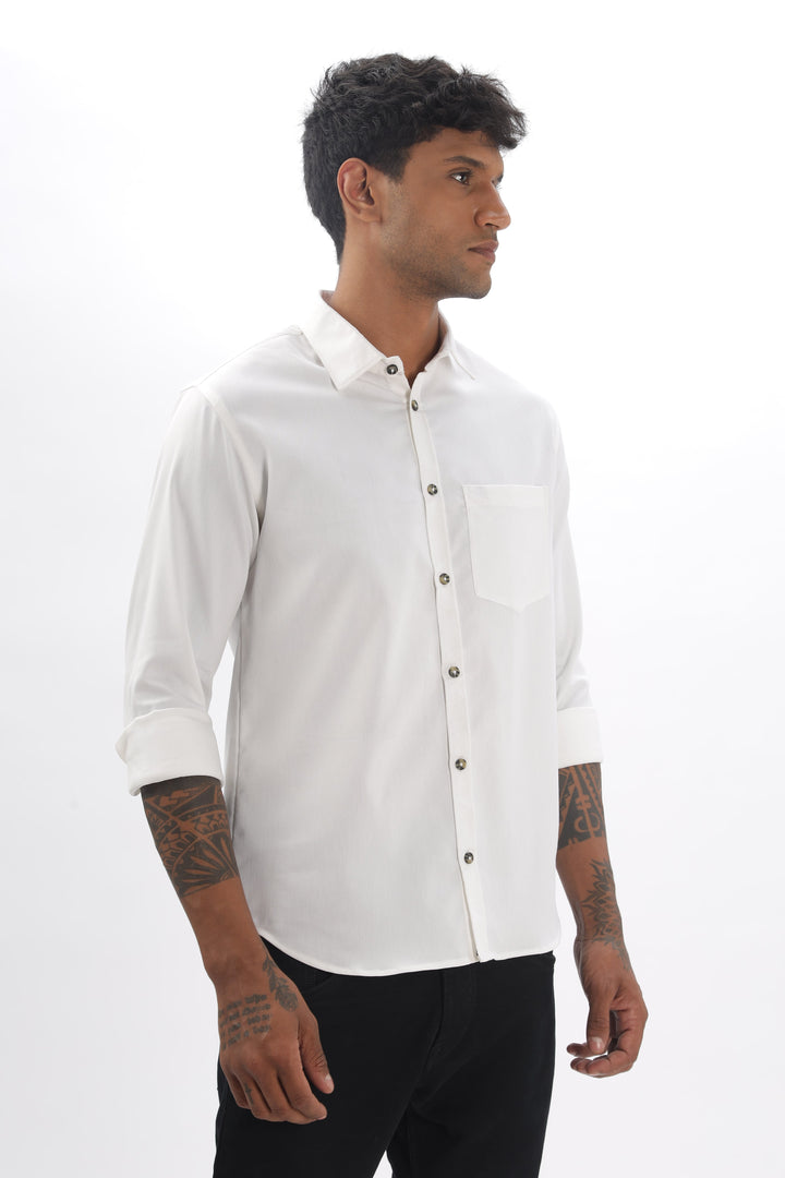 White Full Sleeve Corduroy Shirt For Men Mankright