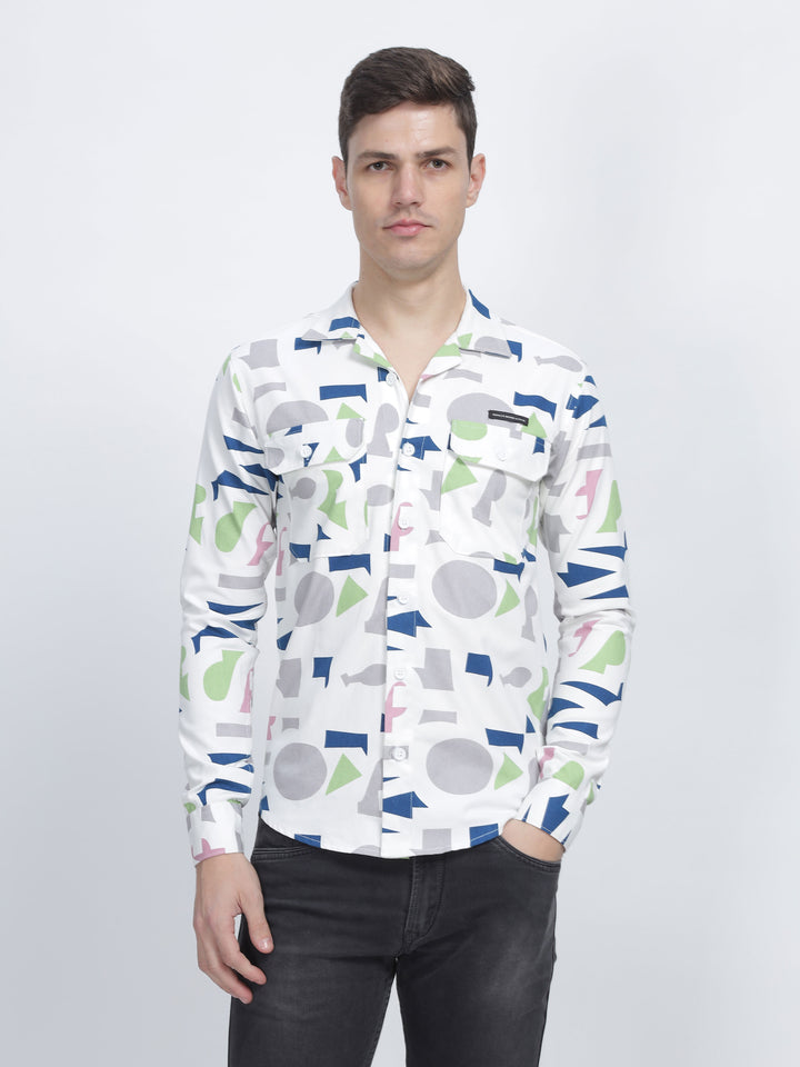 Geo Pop Puzzle Print Urban Flannel Shirt Mankright