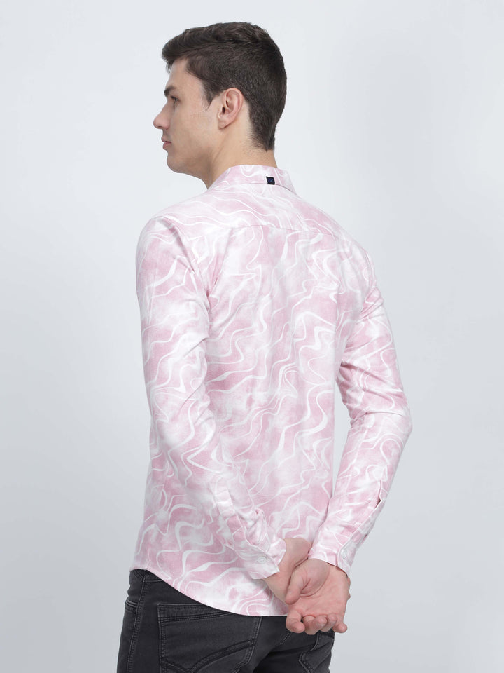 Pink Waves Print Urban Flannel Shirt Mankright