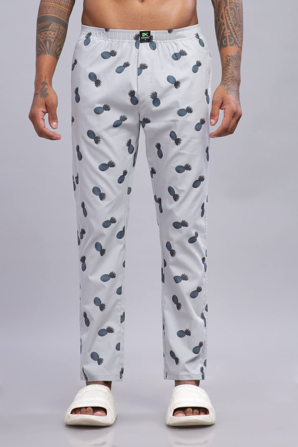 Men's Grey All Over Printed Pyjamas Mankright