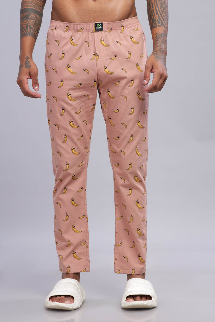 Men's Peach All Over Printed Pyjamas Mankright