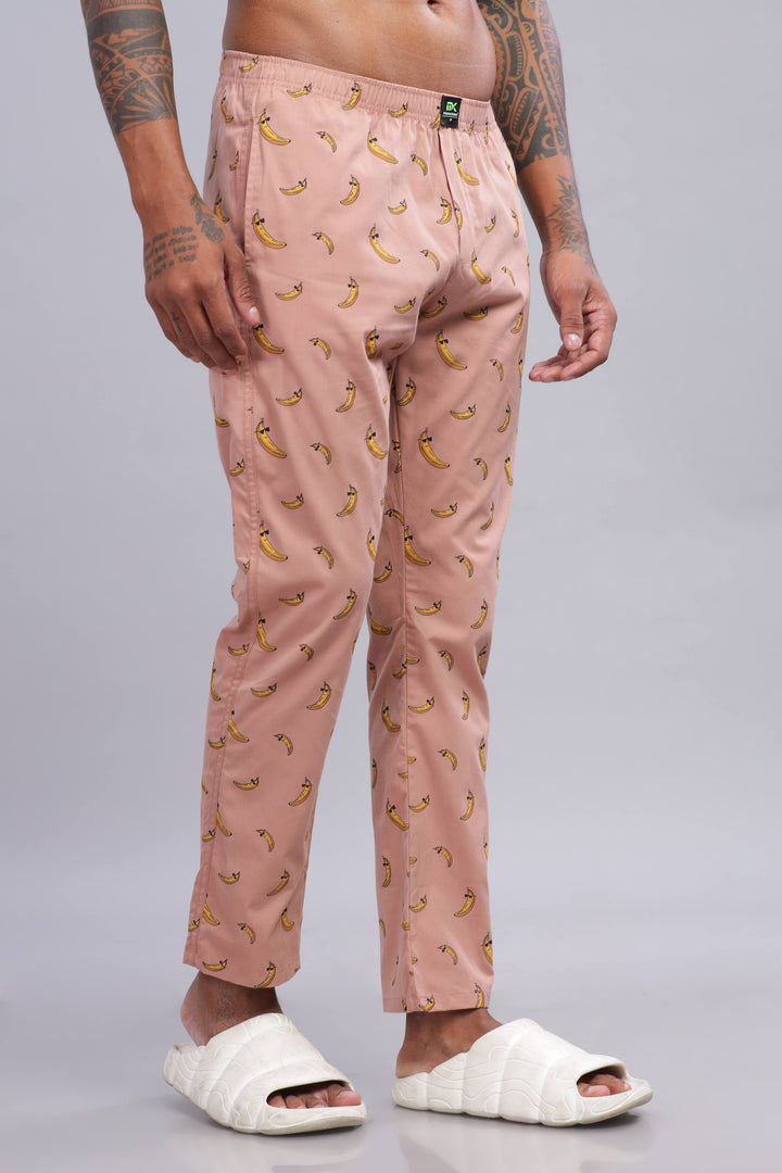 Men's Peach All Over Printed Pyjamas Mankright