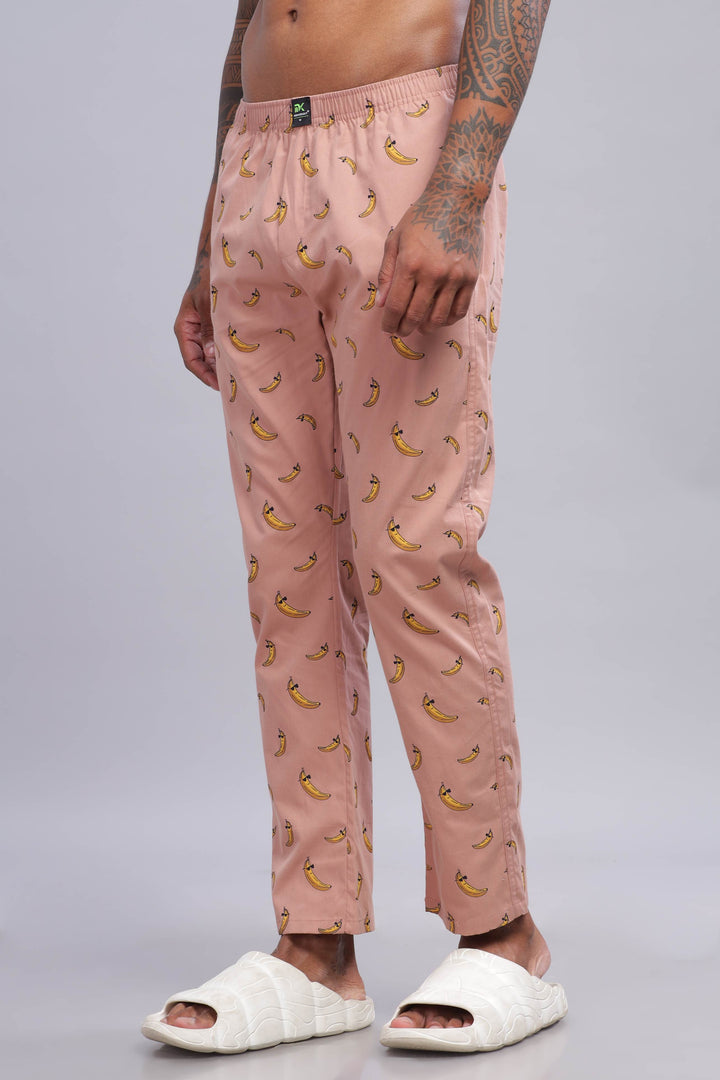 Men's Peach All Over Printed Pyjamas Mankright