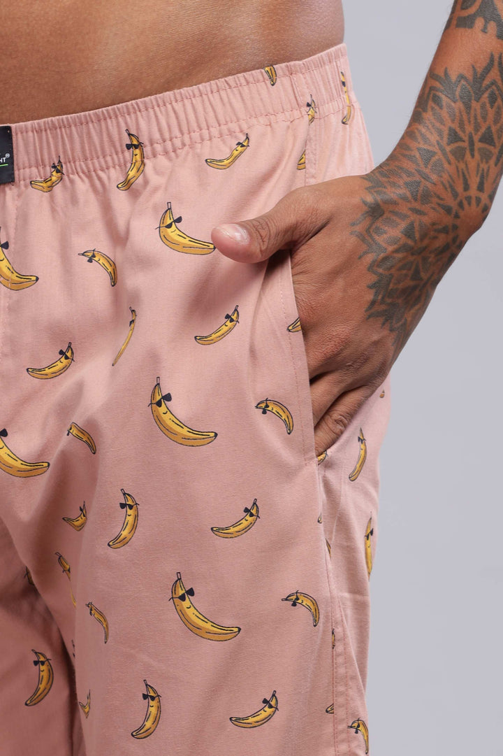 Men's Peach All Over Printed Pyjamas Mankright