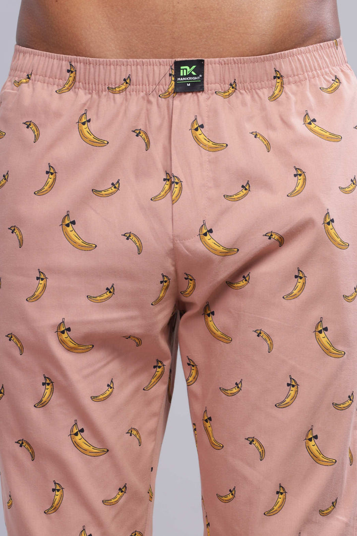 Men's Peach All Over Printed Pyjamas Mankright