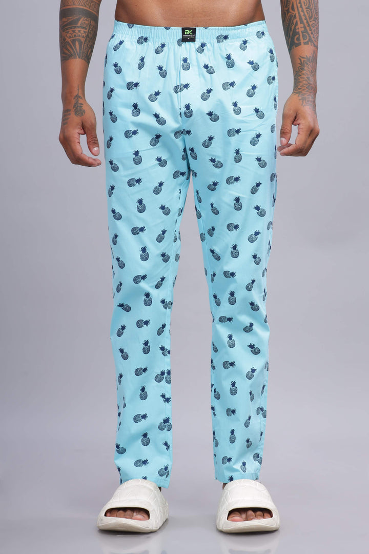 Men's turquoise All Over Printed Pyjamas Mankright