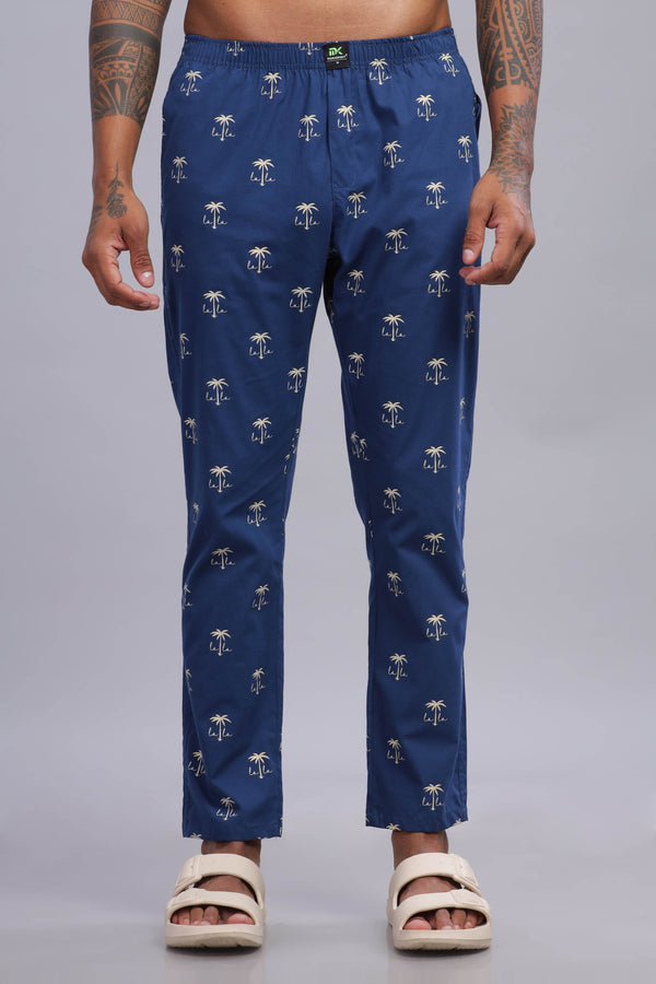 Men's Blue All Over Printed Pyjamas Mankright