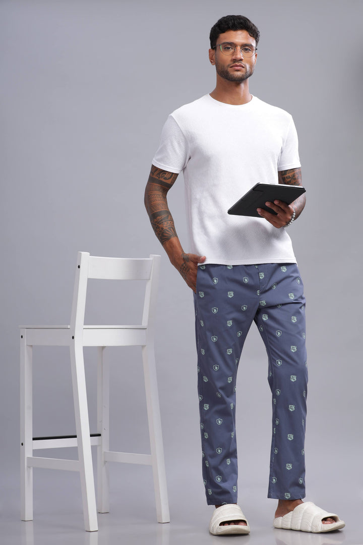 Men's Ocean Blue All Over Printed Pyjamas Mankright