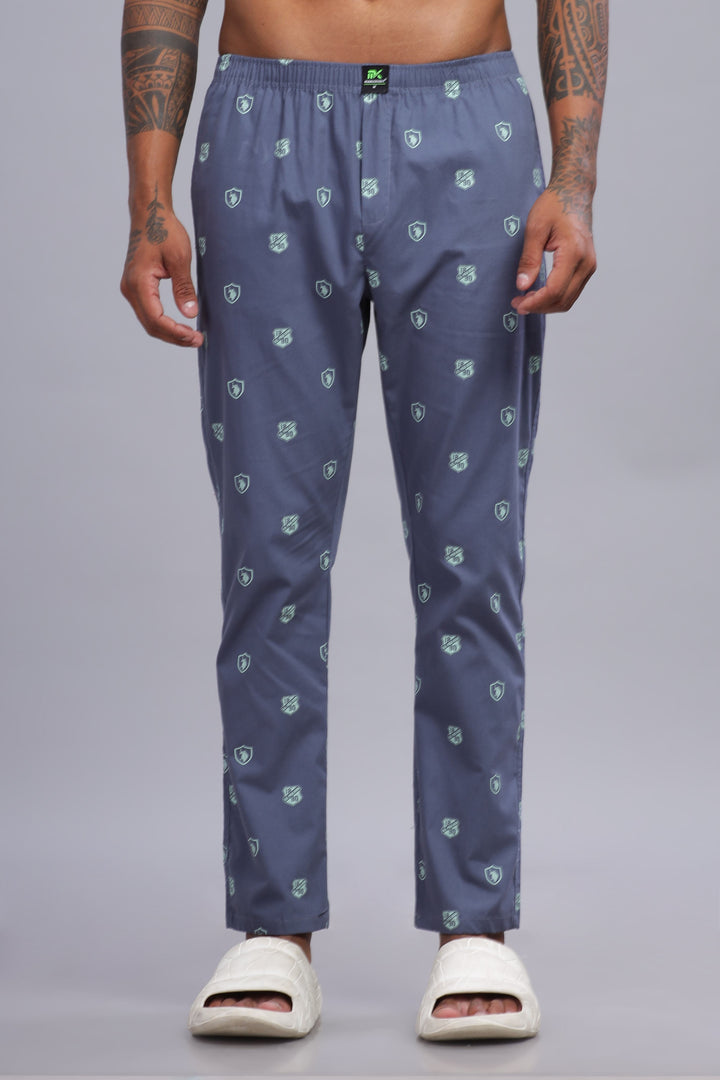 Men's Ocean Blue All Over Printed Pyjamas Mankright