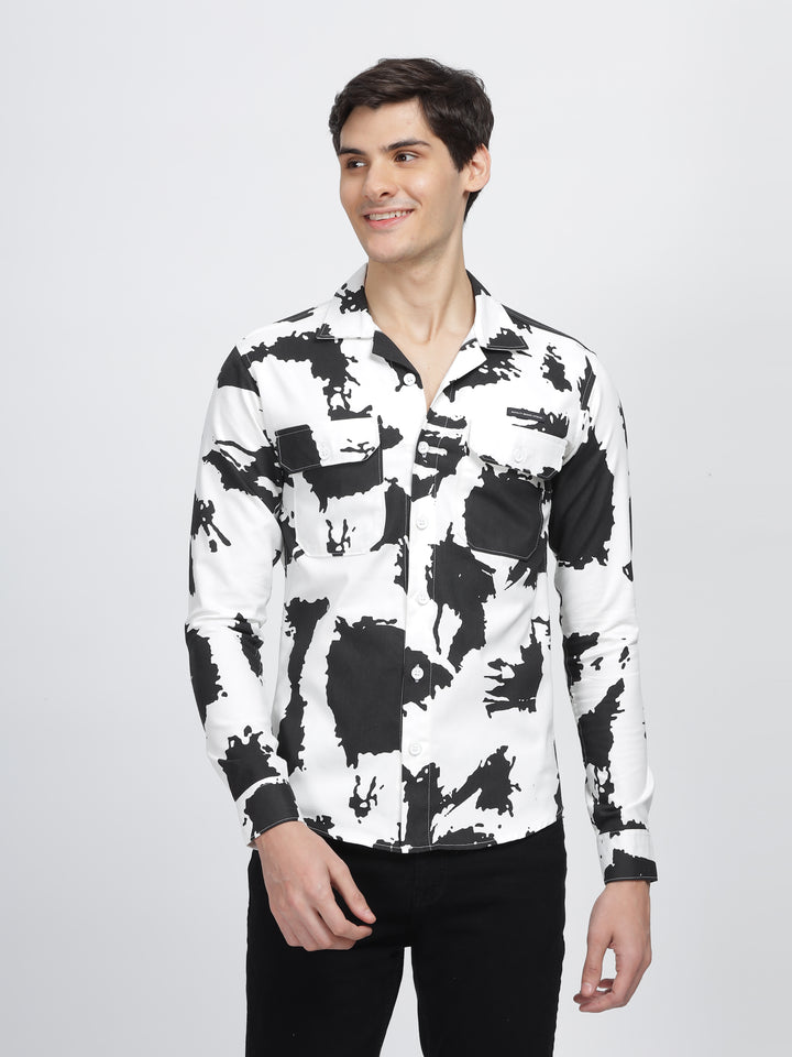 Black And White Urban Flannel Shirt Mankright