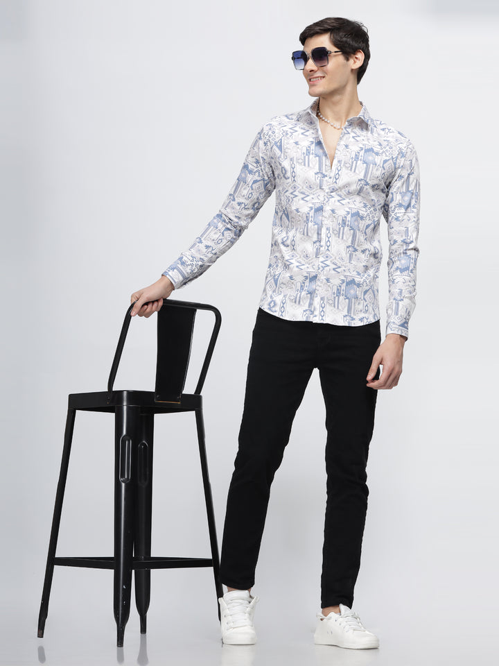 Pop Corn Printed Classic Collar Shirt Mankright