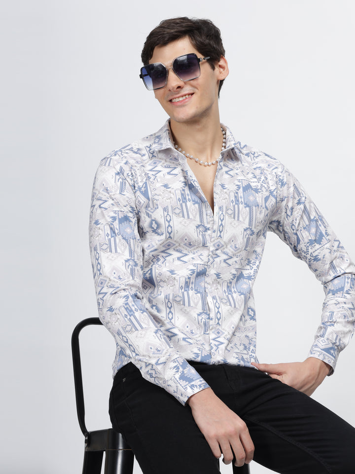 Pop Corn Printed Classic Collar Shirt Mankright