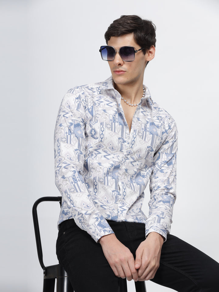 Pop Corn Printed Classic Collar Shirt Mankright