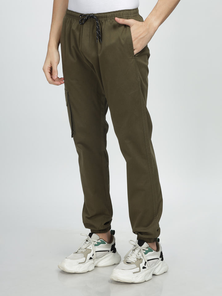 Olive Green Street Wear Joggers Mankright