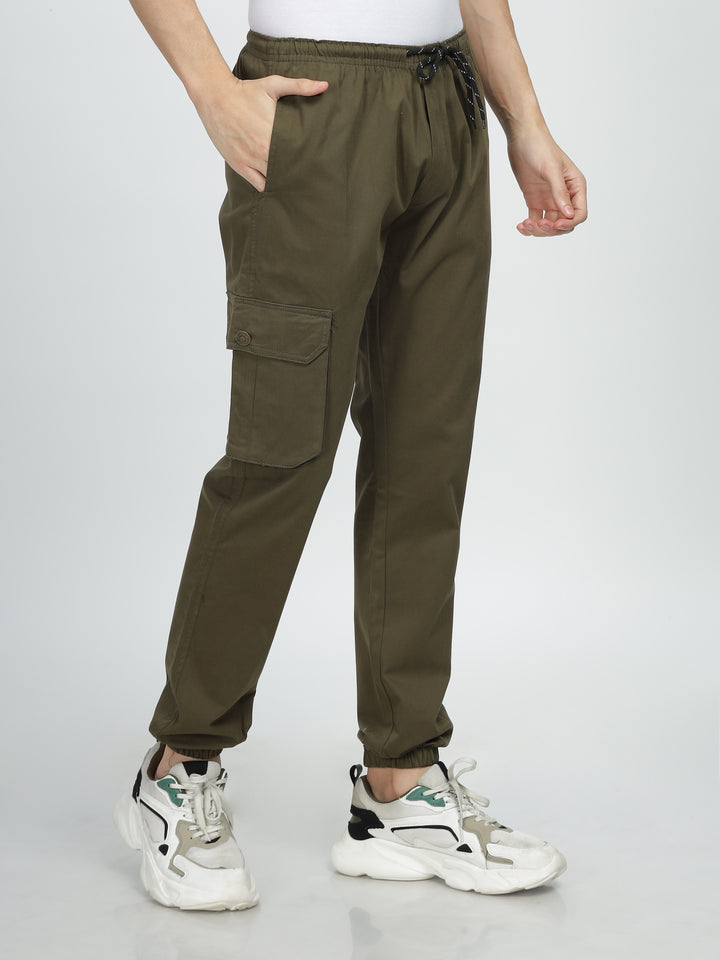 Olive Green Street Wear Joggers Mankright