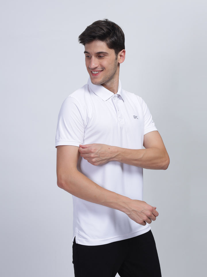 White Classic Collar Polo T-Shirt Mankright