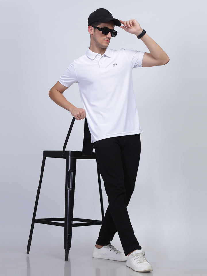 White Classic Collar Polo T-Shirt Mankright