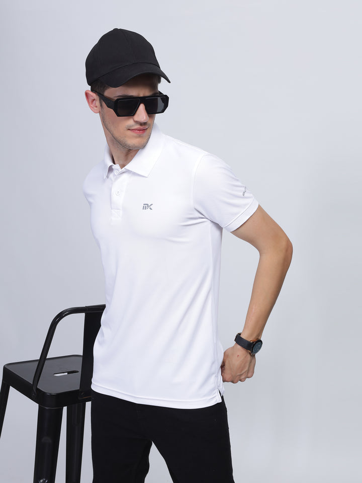 White Classic Collar Polo T-Shirt Mankright